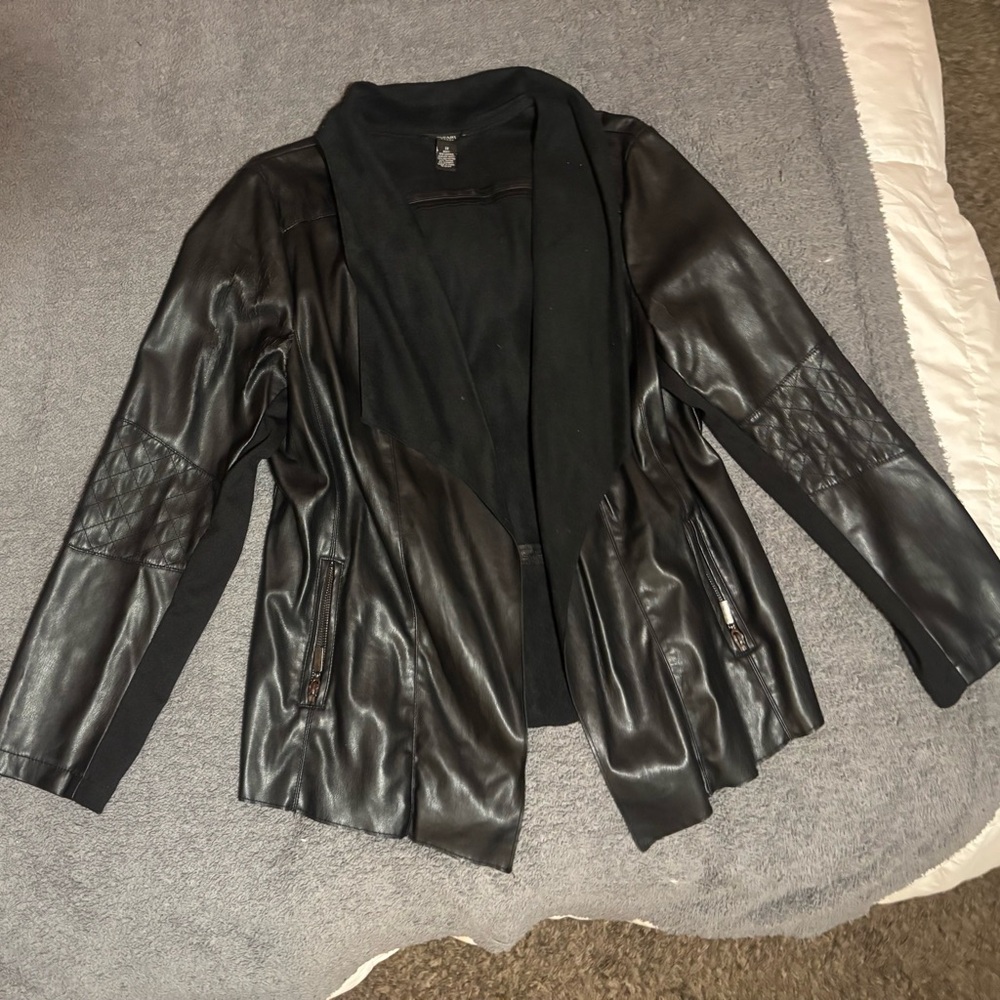 Women's ALFANI Black Leather Jacket